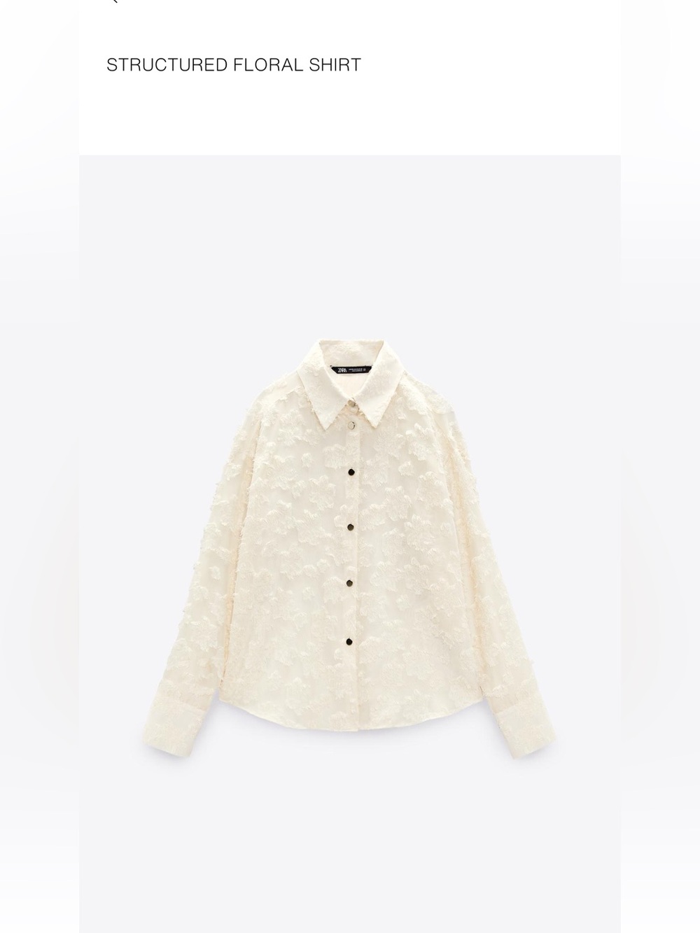Zara Cream Structured Button-Down Shirt